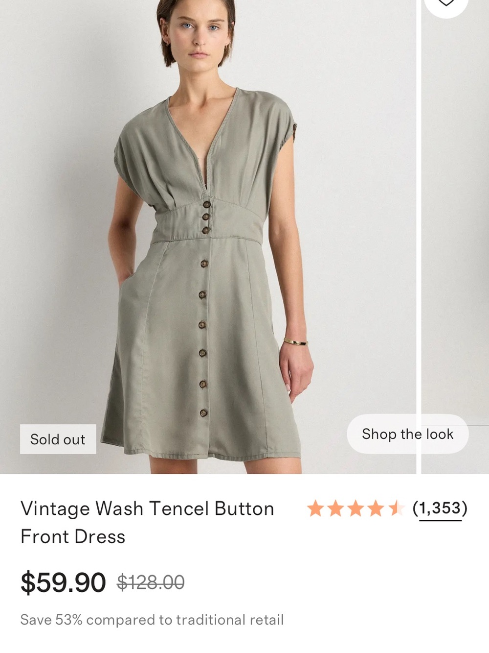 Quince Vintage Wash Tencel Button Front Dress NWOT - Picture 8 of 9